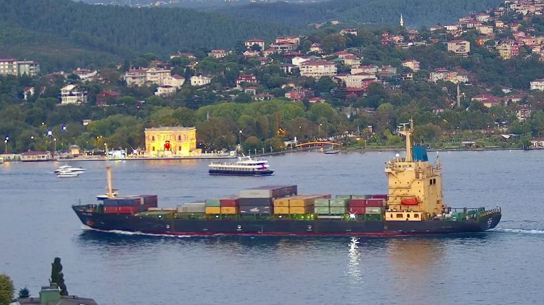 Shui Spirit, containership transiting Bosphorus